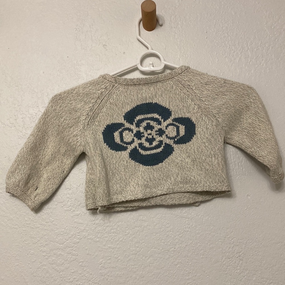Tea Collection - wrap cardigan girls sweater with blue and white flower 2T